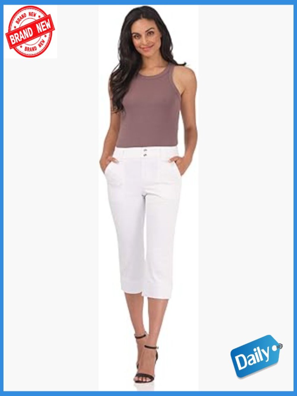 Pull-On Easy Fit Denim Capris with Smoothing Waistband